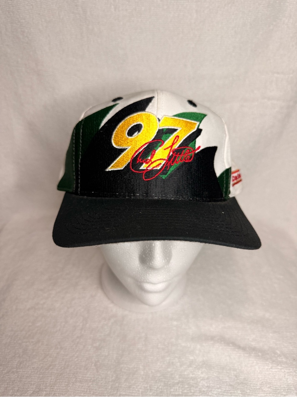 LOGO 7 White Black Green Yellow '97 Graphic Snapback Hat